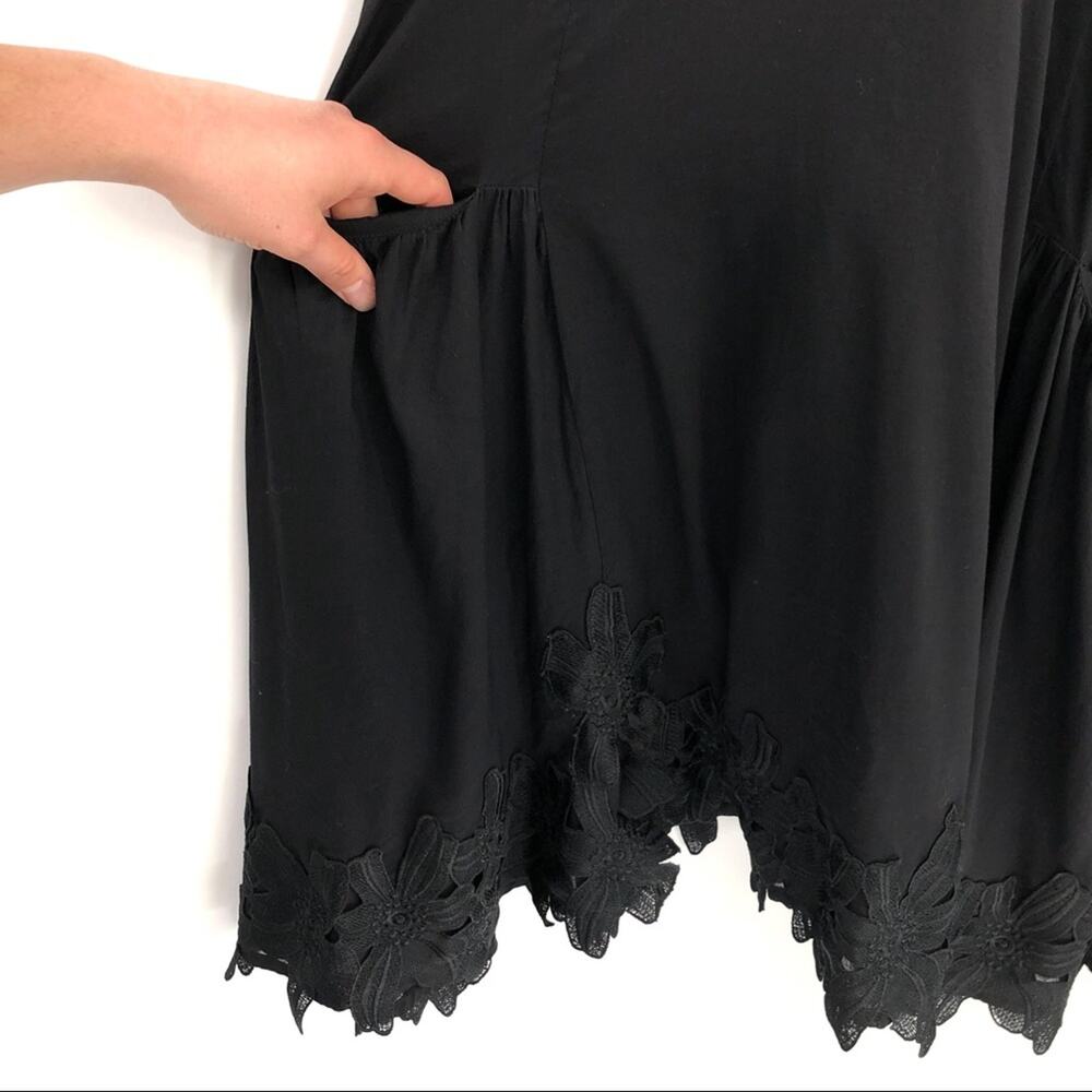 MARE MARE Finn Lace Trim Shift Slip Dress Black XS - Picture 4 of 11